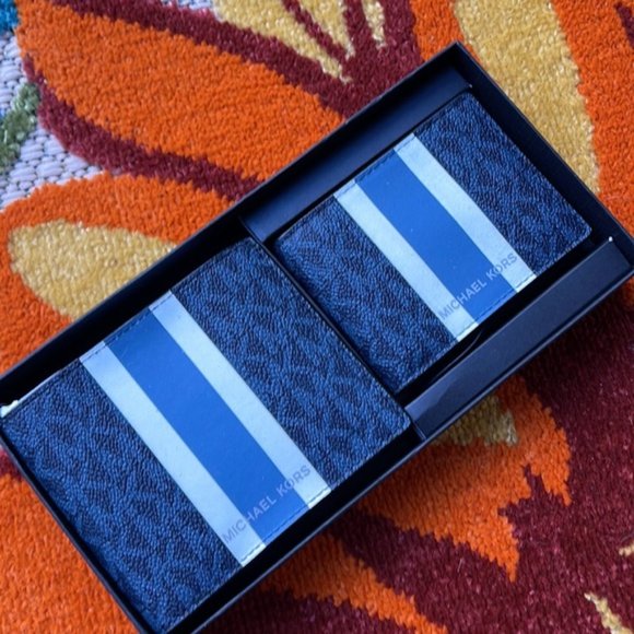 Michael Kors Men`s Gifting Bifold 3 in 1 Wallet Box Set Admiral Multi - Picture 6 of 16